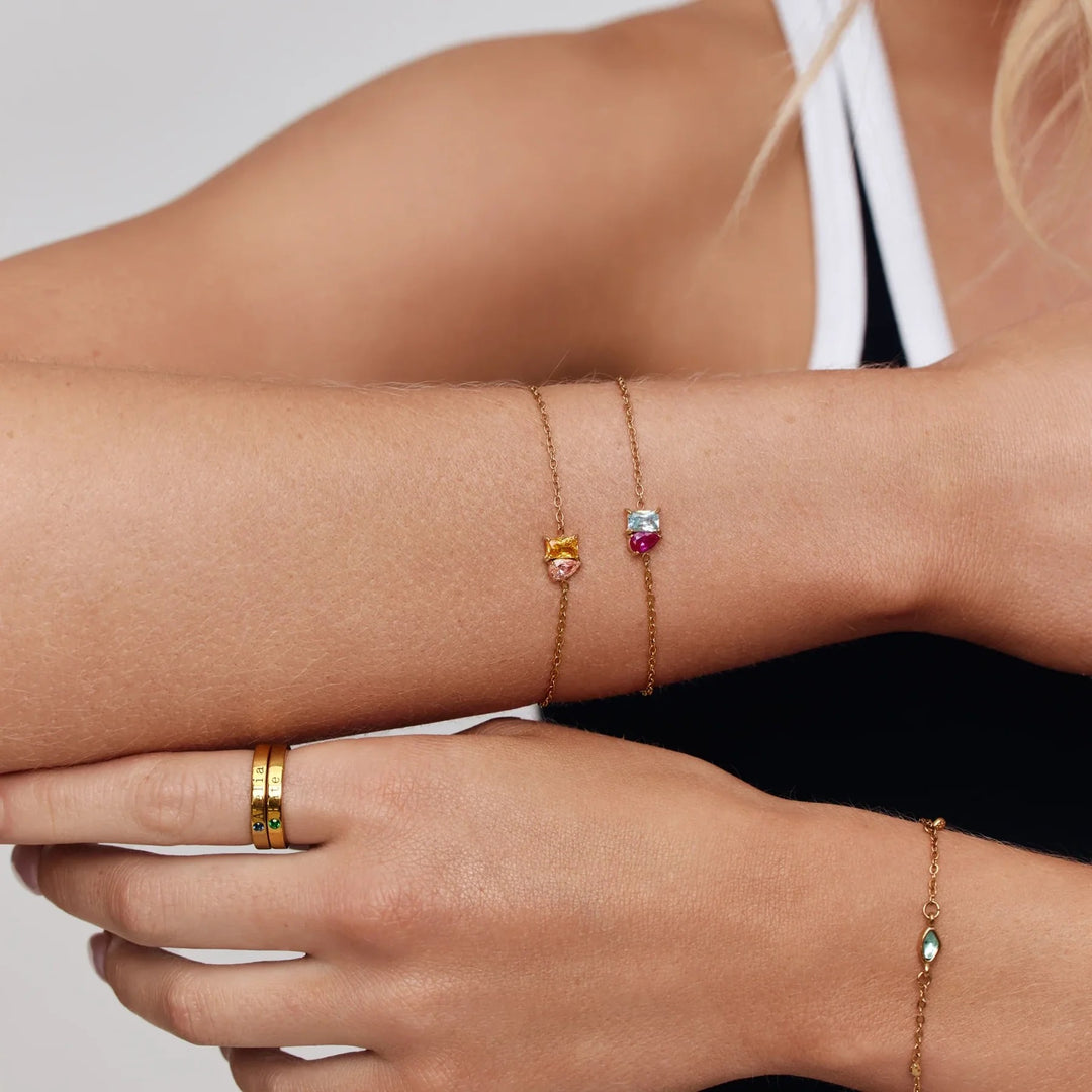 BRACELET DUO ÉTERNEL AVEC PIERRES DE NAISSANCE