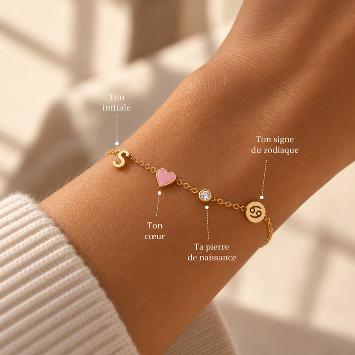 HEART-SHAPED BRACELET WITH INITIAL