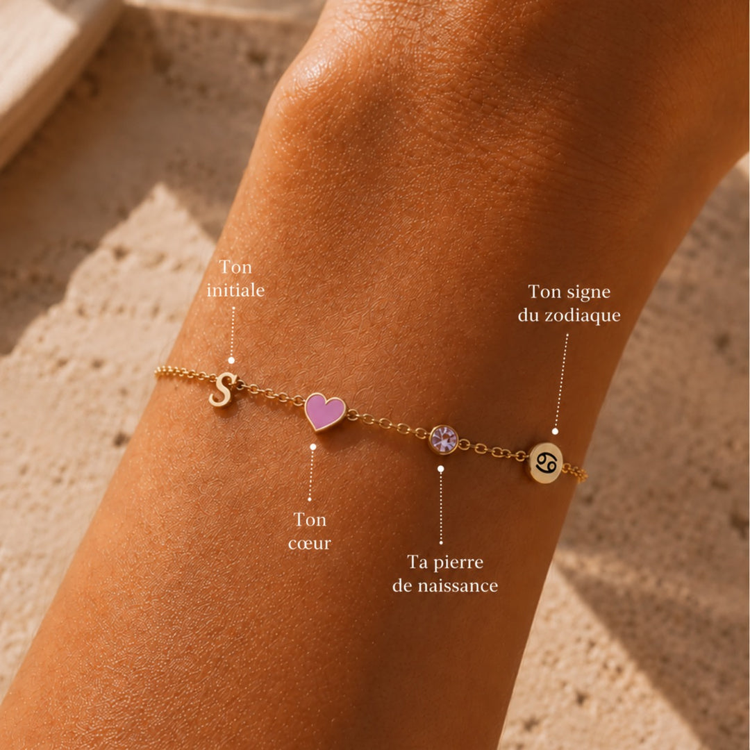HEART-SHAPED BRACELET WITH INITIAL