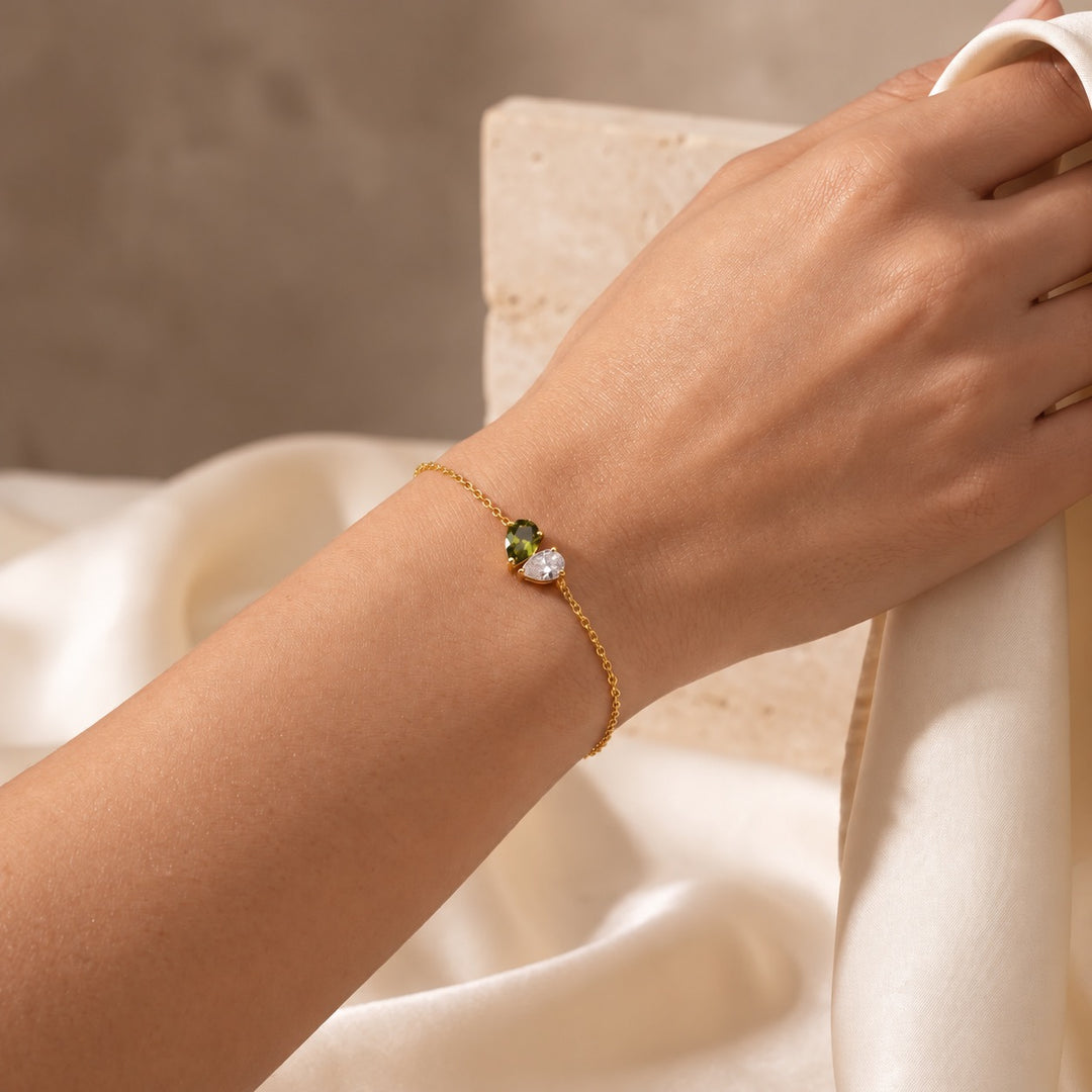 BRACELET DUO AVEC PIERRES DE NAISSANCE