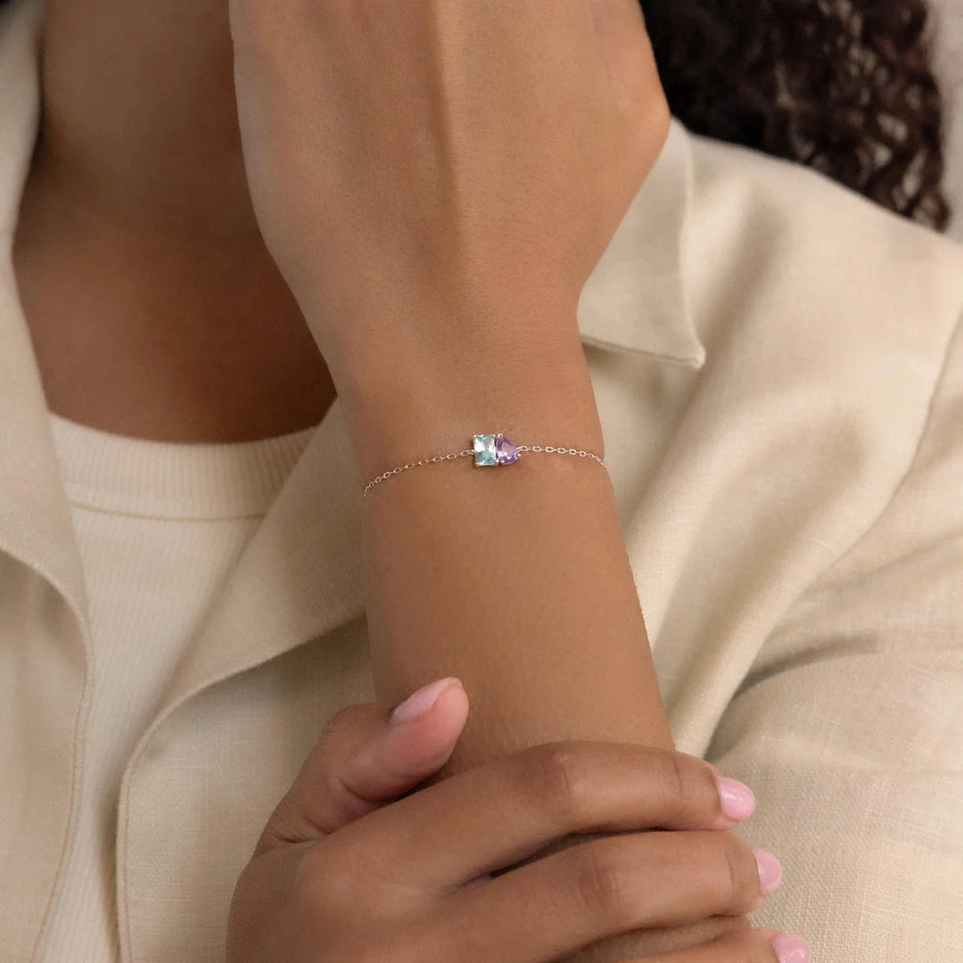 BRACELET DUO ÉTERNEL AVEC PIERRES DE NAISSANCE